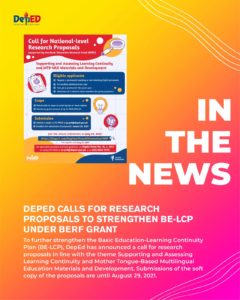 DepEd calls for research proposals